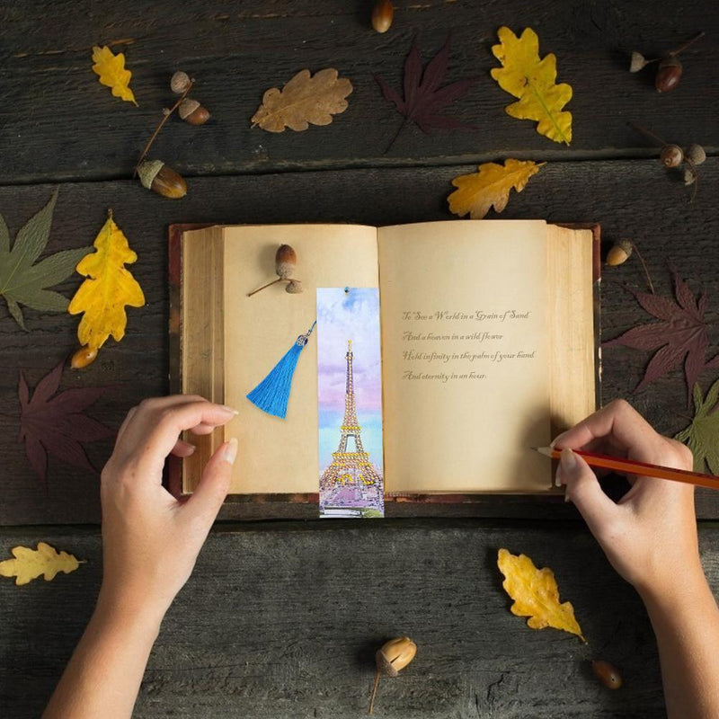 DIY Tower Special Shaped Diamond Painting Leather Tassel Bookmark Crafts Newly