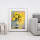 Oil Paint By Numbers Flowers in Vase on Canvas Digital Paint Wall Art Handicraft