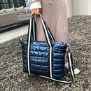 Women Nylon Padded Quilted Handbag Winter Warm Tote Bag Large Capacity Handbag