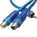 Blue Y Adapter 1 RCA Male To 2 Female Splitter Stereo Connector Audio Cable