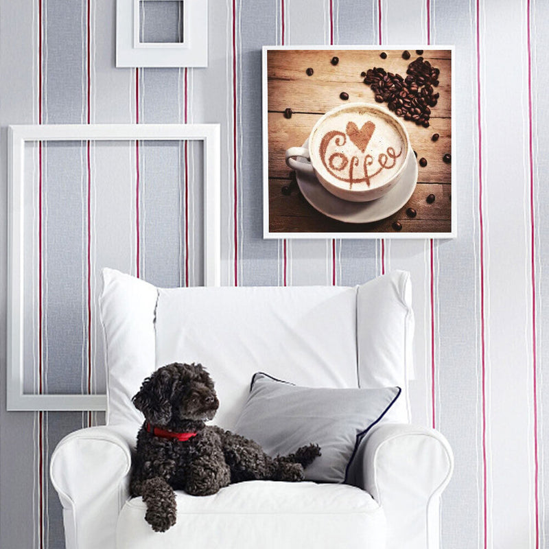 DIY Diamond Painting Kit Full Round Drill Coffee and Coffee Bean Home Decoration