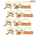 12pcs Christmas Elk Napkin Rings Napkin Holders Buckles Table Party Decor G4T8