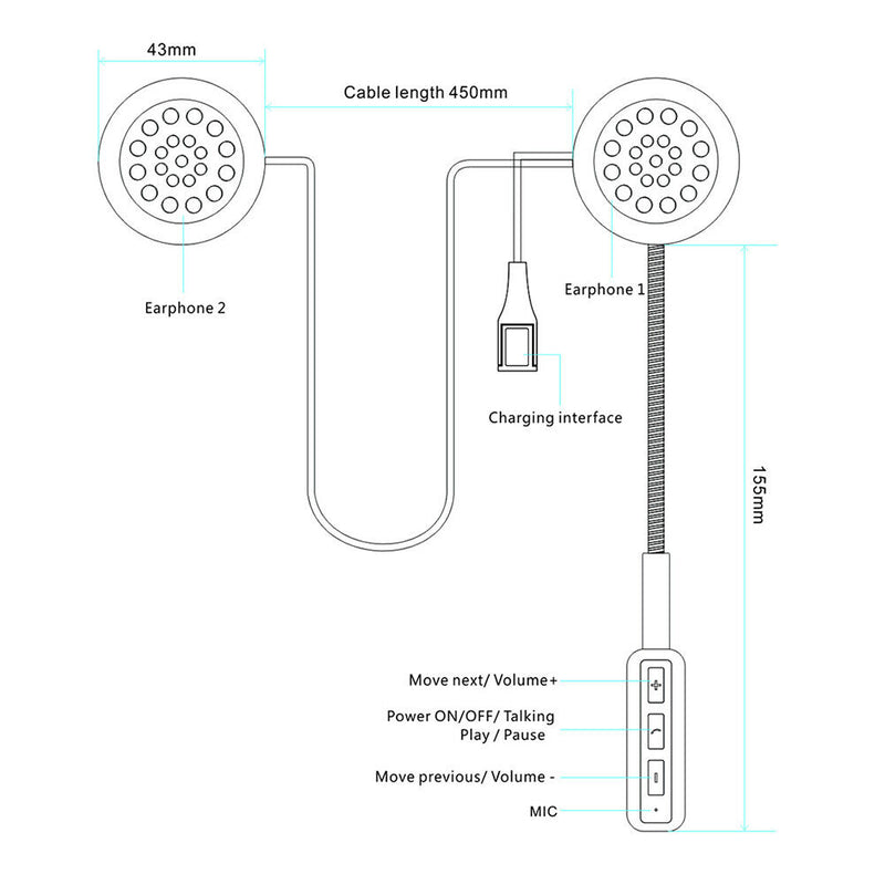 Motorcycle Helmet Headset Speakers Headphones Handsfree Bluetooth-compatibl