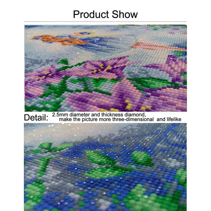 5D DIY Diamond Painting Purple Flowers Cross Stitch Embroidery Mosaic Kit Newly