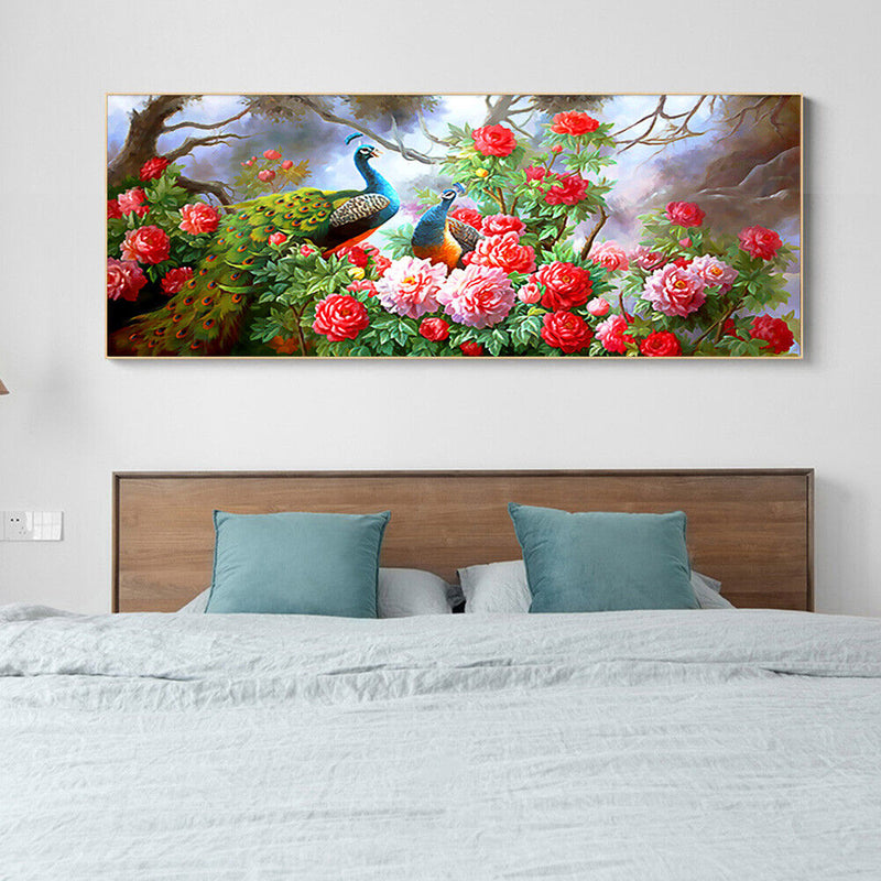 5D Rhinestone Craft Beaded Art Drawing Peacock Peony Diamond Embroidery Mosaic
