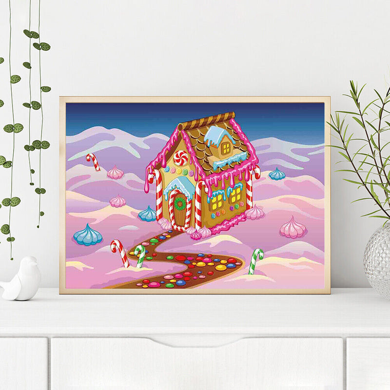 Candy House Oil Paint by Numbers Hand Painted Frameless Picture Home Ornament