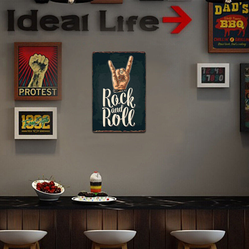 Rock and Roll Retro Metal Plate Tin Sign Plaque Poster for Bar Club Decor