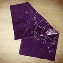 Tarot Card Tablecloth Zodiac-pattern Flannel Tarots Cloth 49x49cm (Purple)