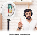 12.5 inch LED Ring Light Dimmable 3200K-5600K for Studio Photo Remote Control