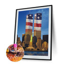 DIY Diamond Mosaic Flag Twin Towers Picture Full Round Rhinestone Painting Kit