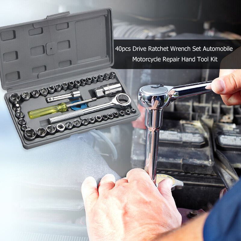 40pcs Drive Ratchet Wrench Set Automobile Motorcycle Repair Hand Tool Kit