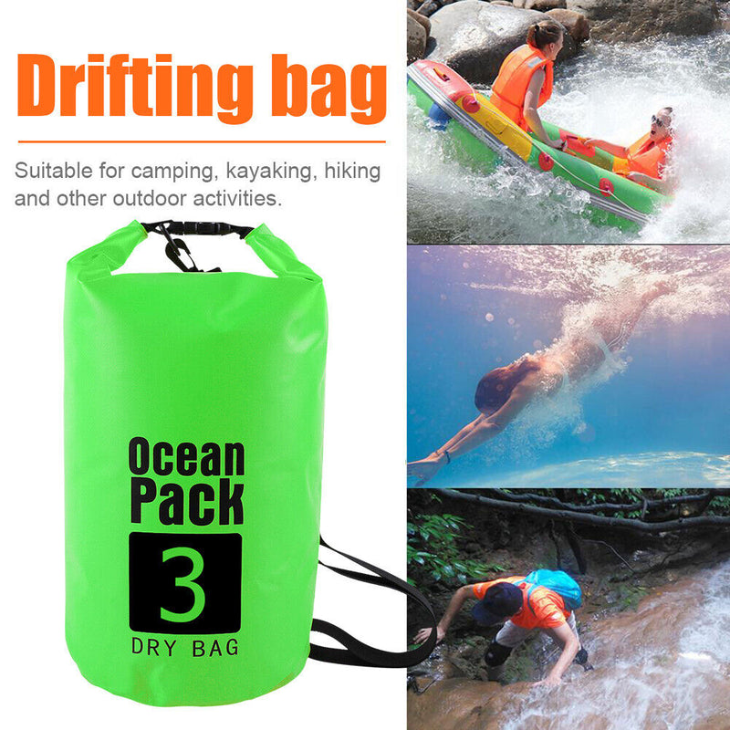Waterproof Dry Bag Pack Sack Swimming Kayaking River Trekking (3L Green) Newly