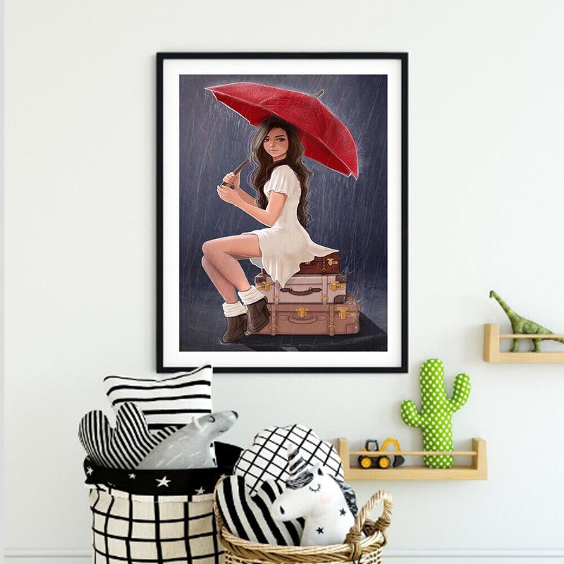 Hand Painted DIY Umbrella Girl Oil Canvas Paint By Numbers Drawing Kit Orna