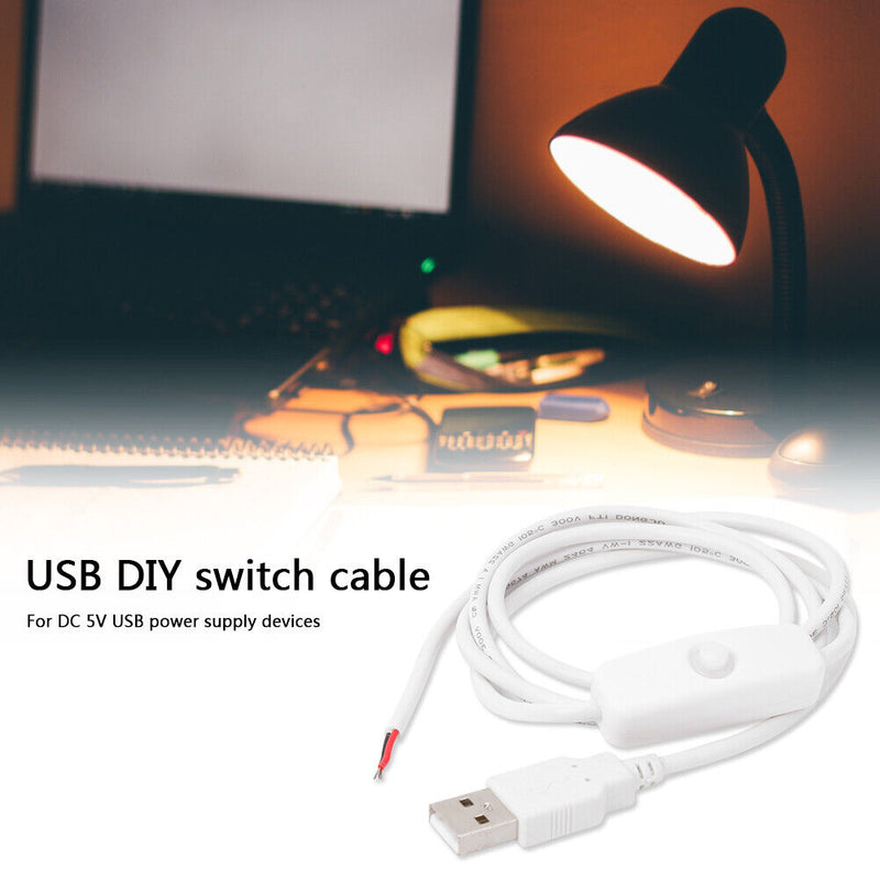 1m 5V USB Power Supply Cable 2-Pin USB 2.0 Male Cord Extension DIY with Switch