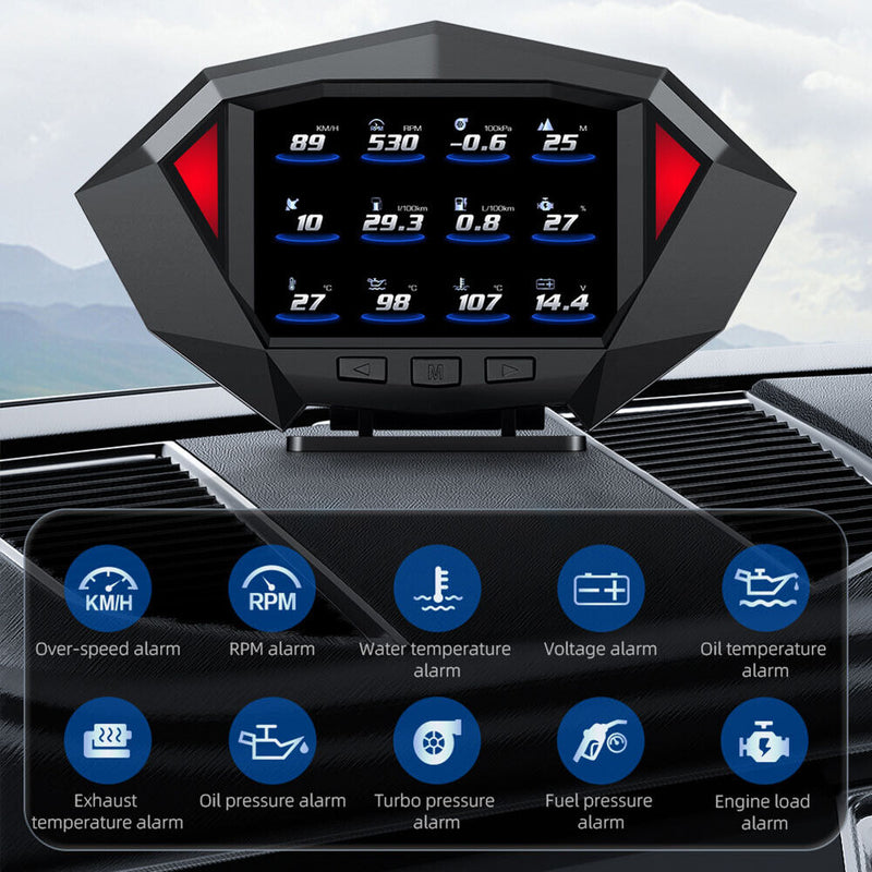 P1 Car HUD Head Up Display Multifunctional On-board Computer Over Speeding Alarm