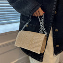 #A Weave Woven Small Square Chain Crossbody Messenger Handbags Purses for Girls