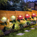 2pcs LED Solar Light Chrysanthemum Lawn Stake Lamps Garden Decor (Pink)