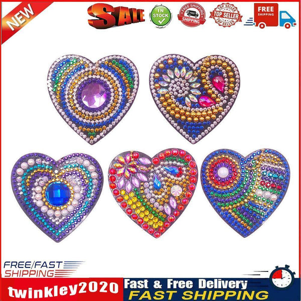5pcs DIY Diamond Painting Keychain Full Drill Bag Love Hanging Ornaments Newly