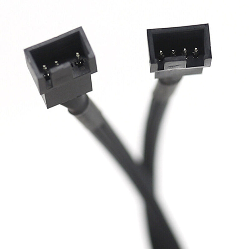CPU PC Case Fan 4 Pin Extension Y Splitter Cable 4 Pin to 3/4 Pin (Black)