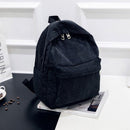 Preppy Style Corduroy Solid Color Knapsack Women Travel Large Capacity Handbags