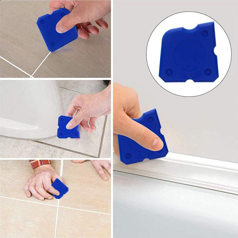 4pcs Smoothing Spatula Sealant Remover Caulking Scraper Grout Kit (Blue)