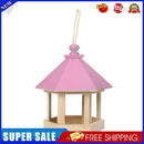 Garden Window Wooden Birdhouse Parrot Cage Bird Seeds Food Feeder (Pink)