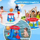 Pool Basketball Hoop Set - Inflatable Hoops Ring Toss Game for Kids & Adults