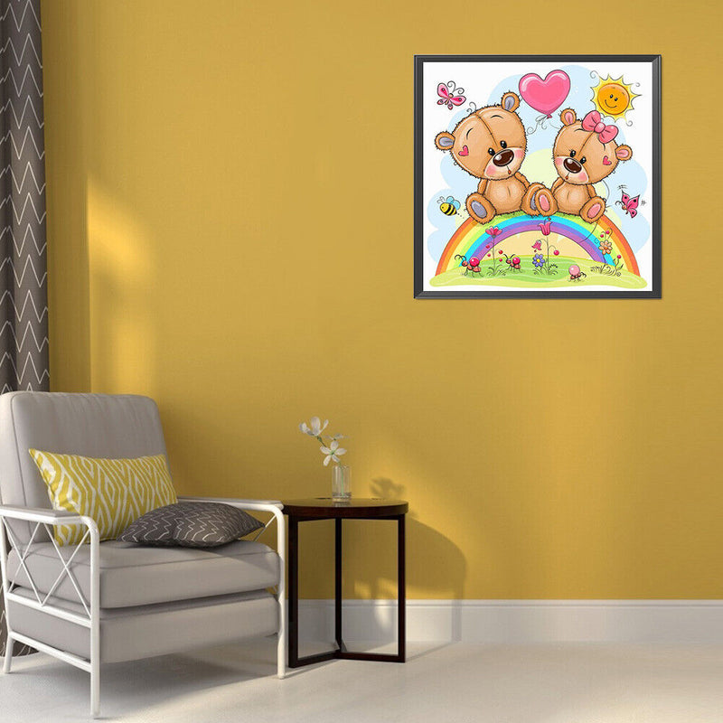 5D DIY Diamond Painting Full Round Drill Rainbow Cartoon Bear Picture Wall Decor