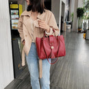 3pcs/set Lady Fashion Shoulder Handbag Pure Color Leather Tassel Top-handle Bag