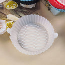 Silicone Air Fryer Liner Non-Stick Fryer Basket Steamers Oil Mat (White) Newly