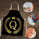 Letter Q Printed Linen Apron Kitchen Waterproof Home Cooking Bibs (82X68CM)