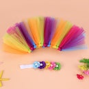 Cute Kids Girls Crochet Multi Tutu Skirt Flower Hairband Photo Props (0-2M)