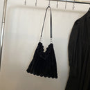 Women Fashion Plush Shoulder Bag Winter Large Capacity Handbags (B Black)