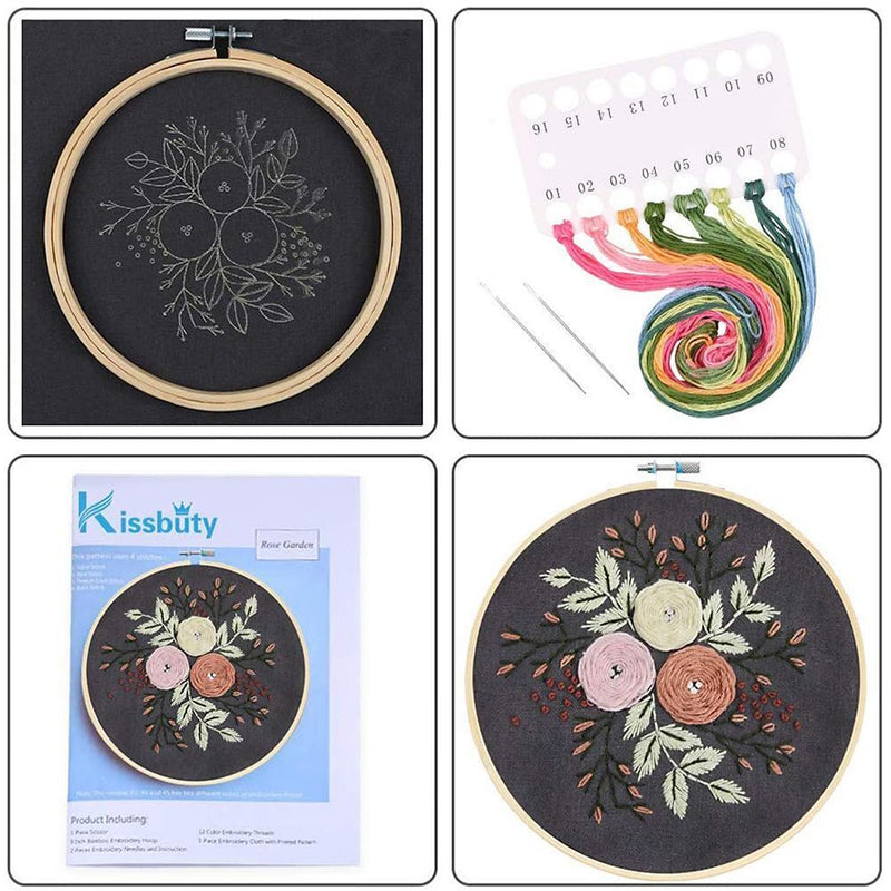 Embroidery Cross Stitch Kit Plant Flower Embroidery Set Needlework Tools