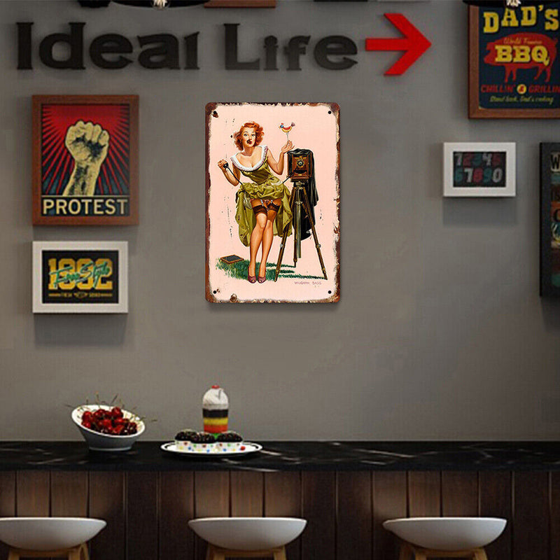 Metal Tin Sign Plaque Sexy Girl Home Decor Living Room Wall Iron Art Poster