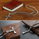 Mens Brave Fashion Gift Stainless Steel Pendant Cross Chain Necklace Crystal