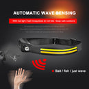 COB LED Sensor Headlight Flashlight USB Outdoor Camping Strong (B Yellow)