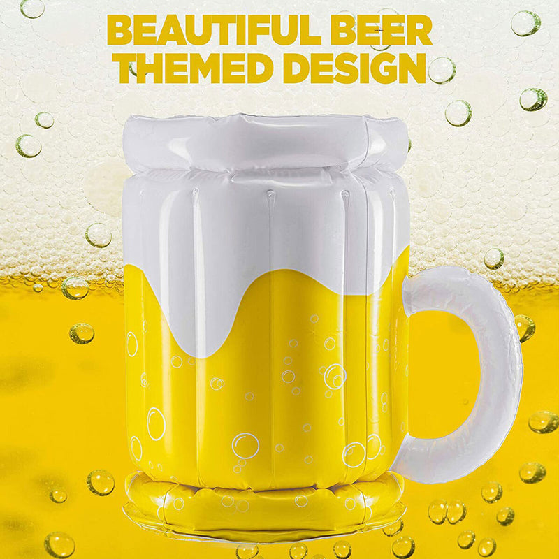 Party Drink Cooler - Novelty Inflatable Beer Mug for Backyard Beach Pool Parties