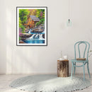 5D Diamond Painting Kit House Waterfall Full Round Drill Rhinestone DIY Art