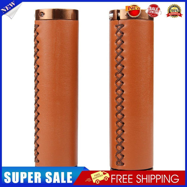 2x Bicycle Handlebar Cover Retro Soft PU Road Bike Lock Handle Grip (Brown)