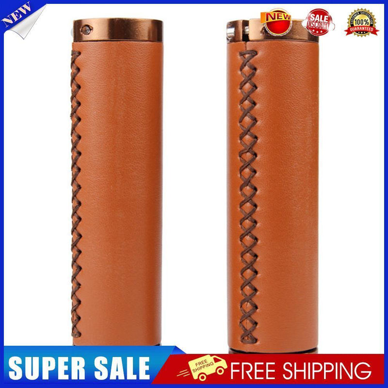 2x Bicycle Handlebar Cover Retro Soft PU Road Bike Lock Handle Grip (Brown)