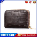 Women PU Leather Crocodile Wallet Business Zipper Holder Handbag (Coffee)