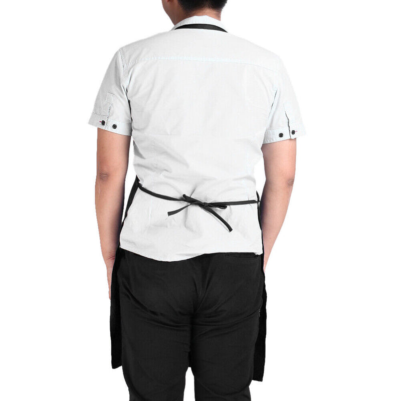 Unisex Solid Cooking Kitchen Restaurant Bib Apron Dress with Pocket(Black)