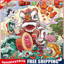 Lion Dance 5D Diamond Painting DIY Full Round Drill Kit Rhinestone Craft