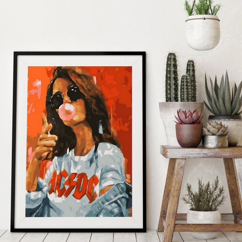 Frameless Oil Painting Arts Picture By Number Fashion Girl Hand Painted Craft