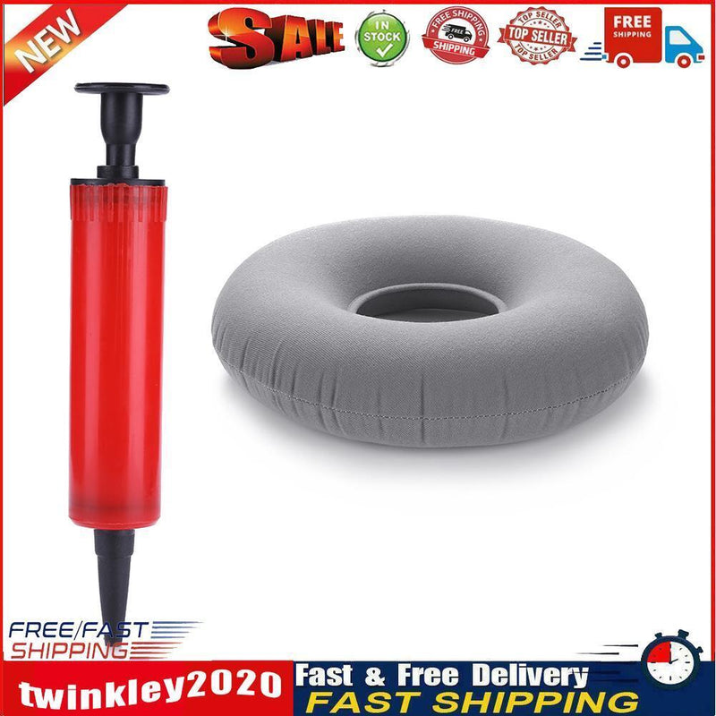 Hip Support Medical Hemorrhoid Seat Pad Inflatable Anti Bedsore (Grey) Newly