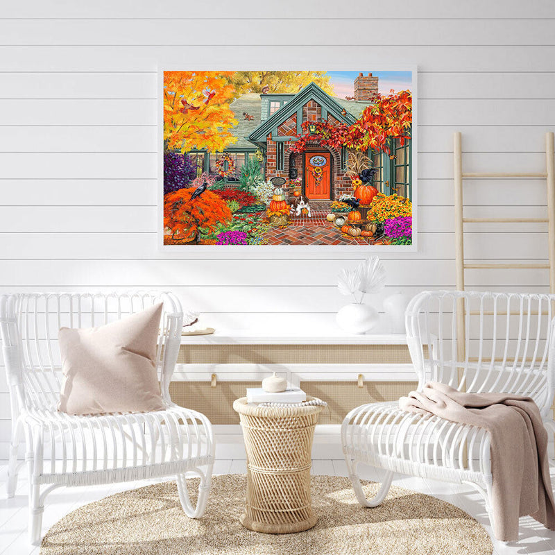 Autumn Courtyard Dog 5D DIY Diamond Painting Kits Full Round Drill Wall Decor