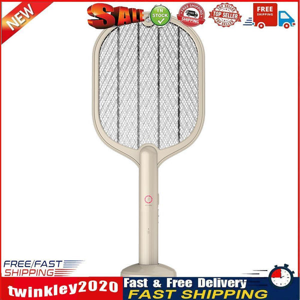 Electric Insect Swatter USB Rechargeable Led Light Mosquito Killer (Beige) Newly
