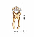 Fashion Women Costume Brooches Rhinestone Crown Tooth Pin Jewelry (C1377GO)
