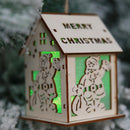 Cute Mini Wood Hollow House Christmas Light Tree Hang Decor (Santa Claus)